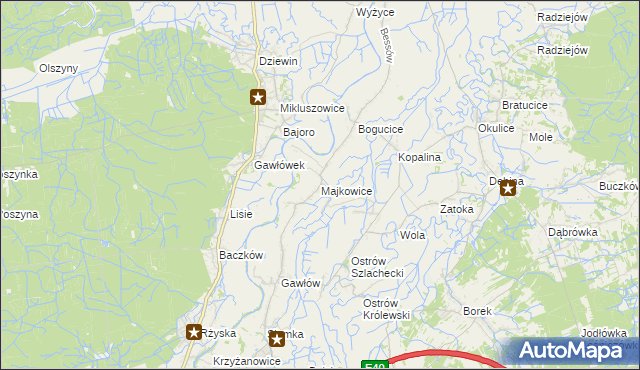 mapa Majkowice gmina Bochnia, Majkowice gmina Bochnia na mapie Targeo