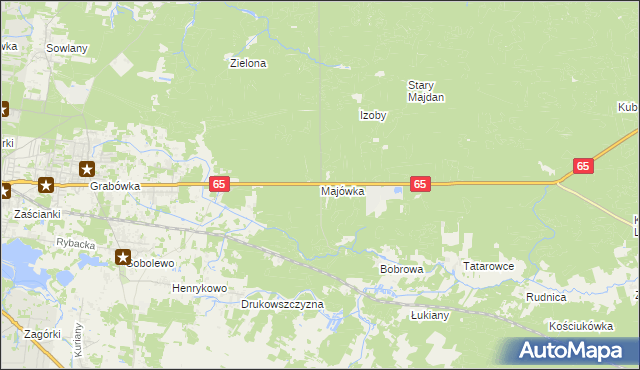 mapa Majówka gmina Supraśl, Majówka gmina Supraśl na mapie Targeo