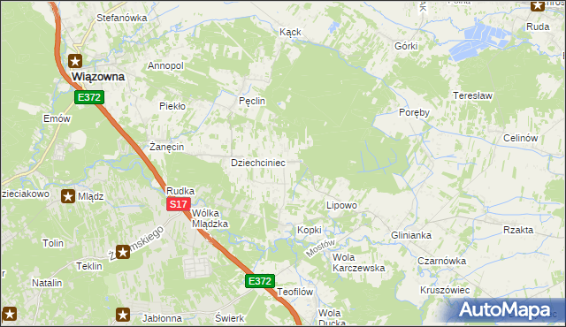 mapa Malcanów gmina Wiązowna, Malcanów gmina Wiązowna na mapie Targeo