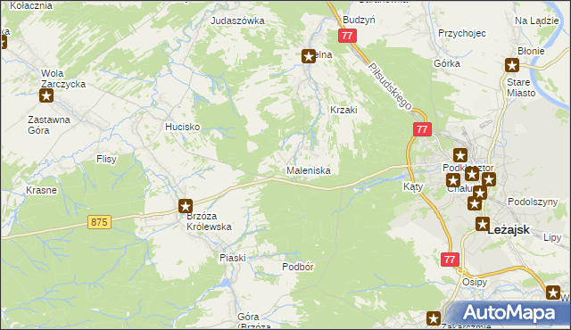 mapa Maleniska gmina Leżajsk, Maleniska gmina Leżajsk na mapie Targeo