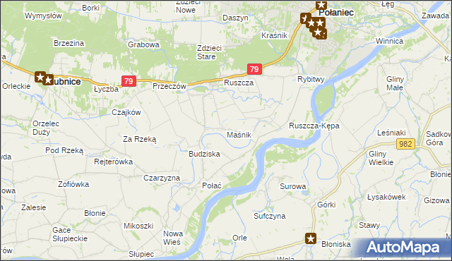 mapa Maśnik, Maśnik na mapie Targeo