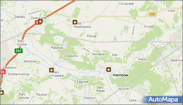 mapa Michałów gmina Klembów, Michałów gmina Klembów na mapie Targeo