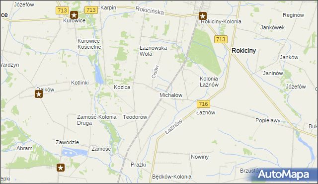 mapa Michałów gmina Rokiciny, Michałów gmina Rokiciny na mapie Targeo