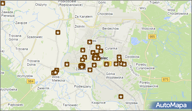 mapa Mielca, Mielec na mapie Targeo