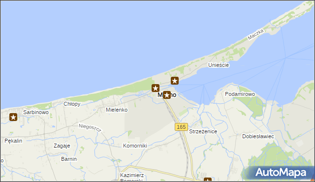 mapa Mielno powiat koszaliński, Mielno powiat koszaliński na mapie Targeo