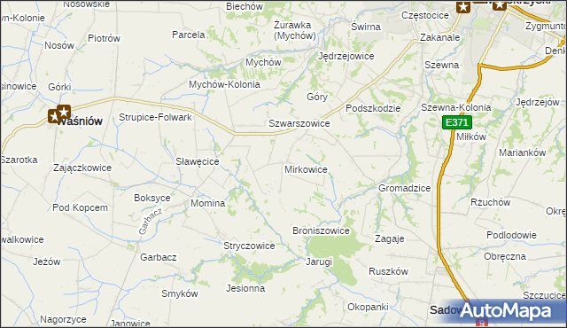 mapa Mirkowice gmina Bodzechów, Mirkowice gmina Bodzechów na mapie Targeo