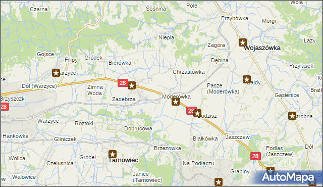 mapa Moderówka, Moderówka na mapie Targeo