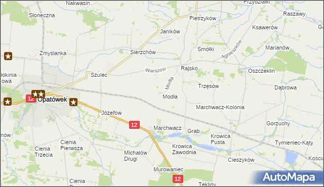 mapa Modła gmina Opatówek, Modła gmina Opatówek na mapie Targeo