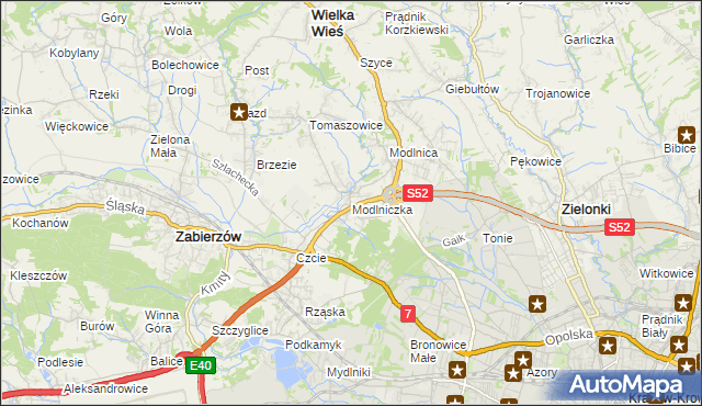 mapa Modlniczka, Modlniczka na mapie Targeo