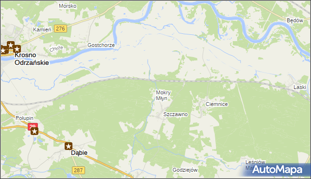 mapa Mokry Młyn, Mokry Młyn na mapie Targeo