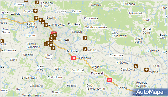 mapa Mordarka, Mordarka na mapie Targeo