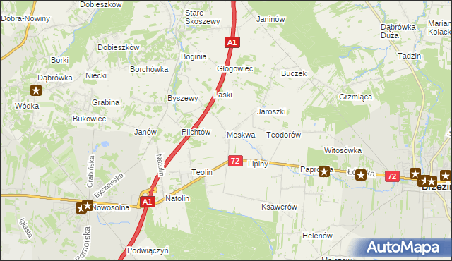 mapa Moskwa gmina Nowosolna, Moskwa gmina Nowosolna na mapie Targeo