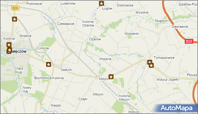 mapa Moszna gmina Jastków, Moszna gmina Jastków na mapie Targeo