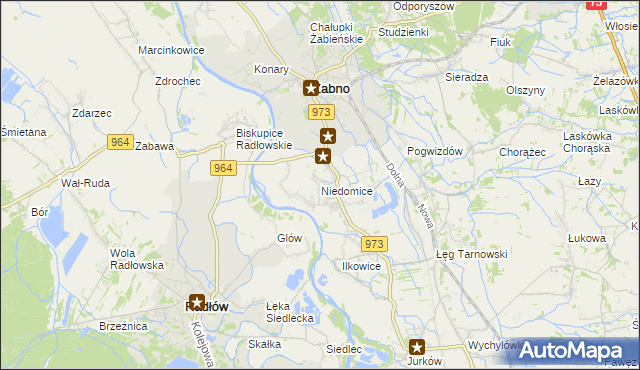 mapa Niedomice, Niedomice na mapie Targeo