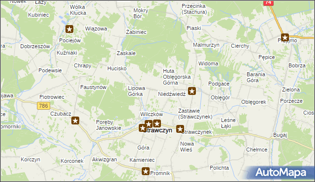 mapa Niedźwiedź gmina Strawczyn, Niedźwiedź gmina Strawczyn na mapie Targeo