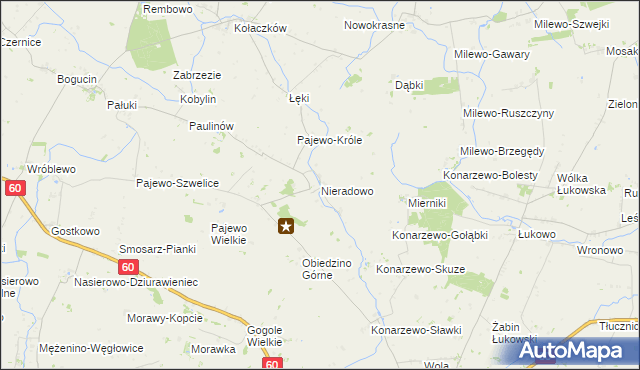 mapa Nieradowo gmina Gołymin-Ośrodek, Nieradowo gmina Gołymin-Ośrodek na mapie Targeo