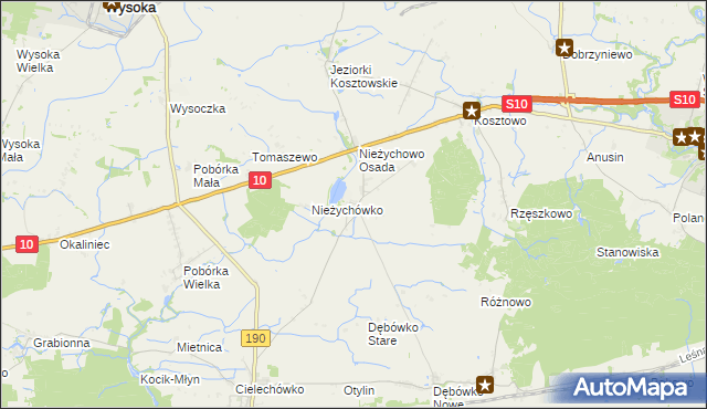 mapa Nieżychowo, Nieżychowo na mapie Targeo