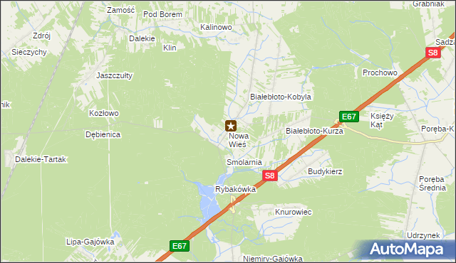 mapa Nowa Wieś gmina Brańszczyk, Nowa Wieś gmina Brańszczyk na mapie Targeo