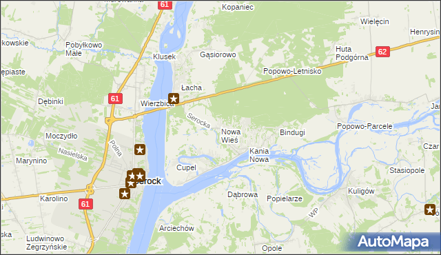 mapa Nowa Wieś gmina Serock, Nowa Wieś gmina Serock na mapie Targeo