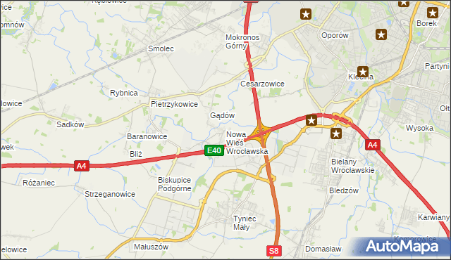 mapa Nowa Wieś Wrocławska, Nowa Wieś Wrocławska na mapie Targeo