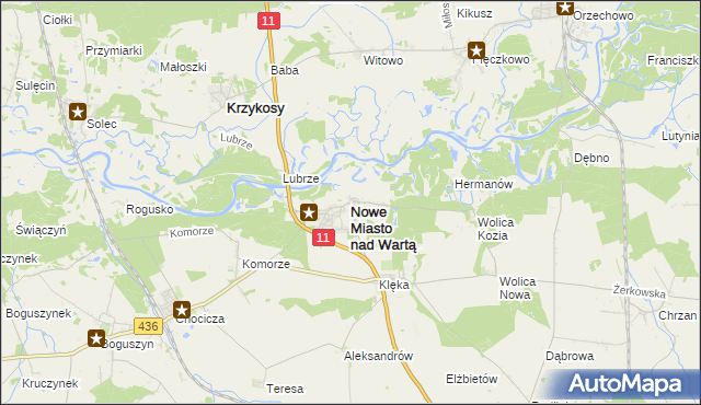 mapa Nowe Miasto nad Wartą, Nowe Miasto nad Wartą na mapie Targeo