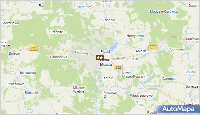 mapa Nowe Miasto powiat płoński, Nowe Miasto powiat płoński na mapie Targeo
