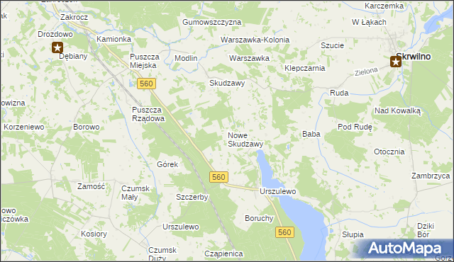 mapa Nowe Skudzawy, Nowe Skudzawy na mapie Targeo