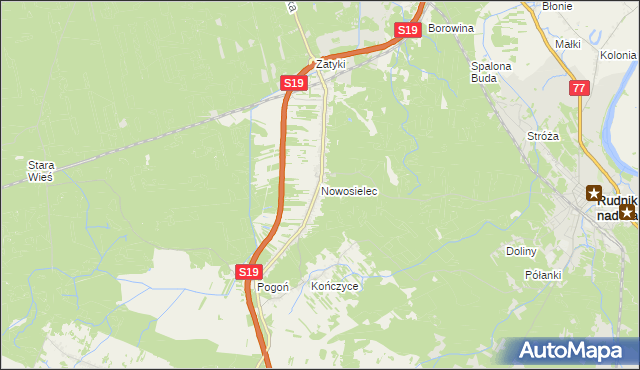 mapa Nowosielec gmina Nisko, Nowosielec gmina Nisko na mapie Targeo
