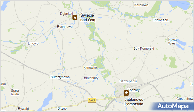 mapa Nowy Młyn gmina Świecie nad Osą, Nowy Młyn gmina Świecie nad Osą na mapie Targeo