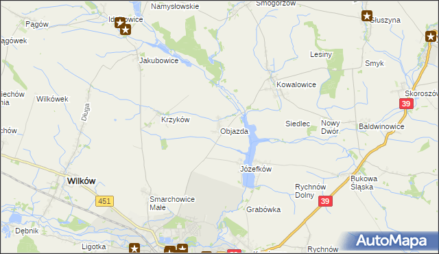 mapa Objazda gmina Namysłów, Objazda gmina Namysłów na mapie Targeo