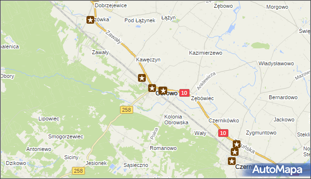 mapa Obrowo powiat toruński, Obrowo powiat toruński na mapie Targeo
