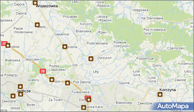 mapa Odrzykoń, Odrzykoń na mapie Targeo
