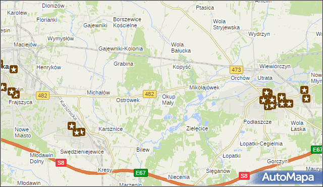 mapa Okup Mały, Okup Mały na mapie Targeo