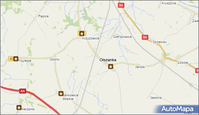 mapa Olszanka powiat brzeski, Olszanka powiat brzeski na mapie Targeo