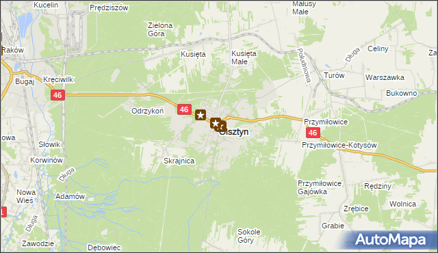 mapa Olsztyn powiat częstochowski, Olsztyn powiat częstochowski na mapie Targeo