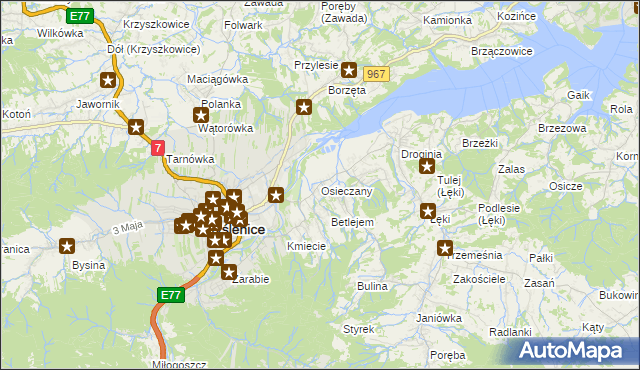 mapa Osieczany, Osieczany na mapie Targeo