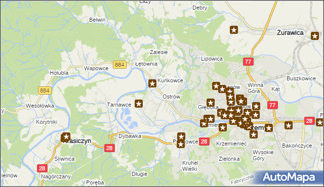 mapa Ostrów gmina Przemyśl, Ostrów gmina Przemyśl na mapie Targeo