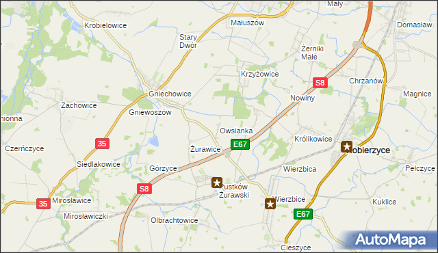 mapa Owsianka gmina Kobierzyce, Owsianka gmina Kobierzyce na mapie Targeo