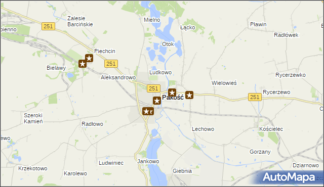 mapa Pakość powiat inowrocławski, Pakość powiat inowrocławski na mapie Targeo