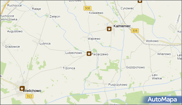 mapa Parzęczewo, Parzęczewo na mapie Targeo