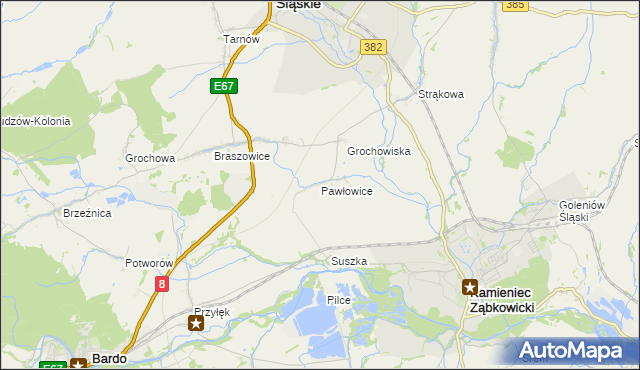 mapa Pawłowice gmina Ząbkowice Śląskie, Pawłowice gmina Ząbkowice Śląskie na mapie Targeo