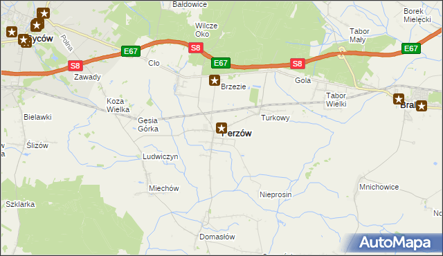 mapa Perzów, Perzów na mapie Targeo