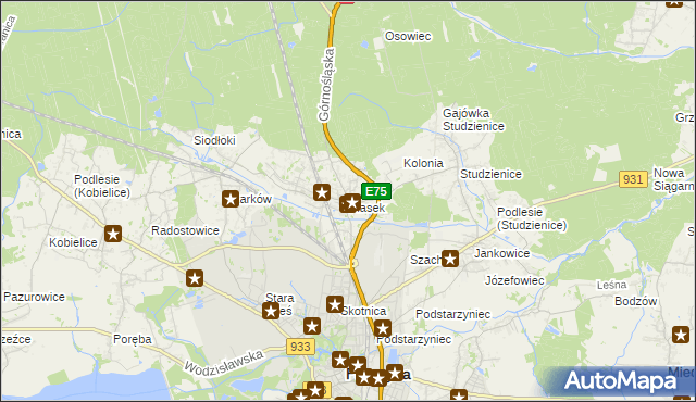 mapa Piasek gmina Pszczyna, Piasek gmina Pszczyna na mapie Targeo