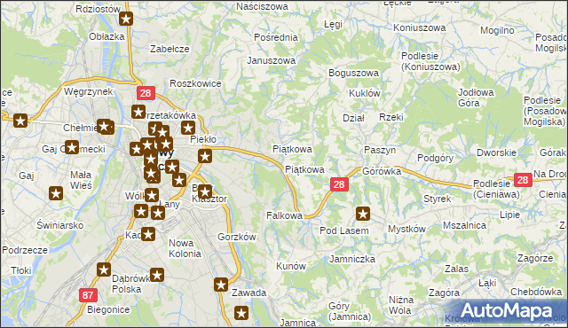 mapa Piątkowa gmina Chełmiec, Piątkowa gmina Chełmiec na mapie Targeo