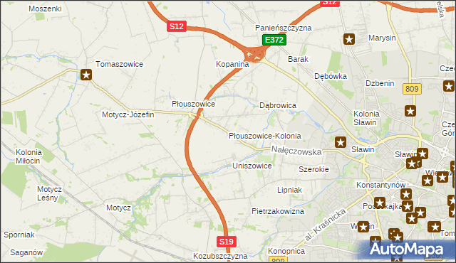 mapa Płouszowice-Kolonia, Płouszowice-Kolonia na mapie Targeo