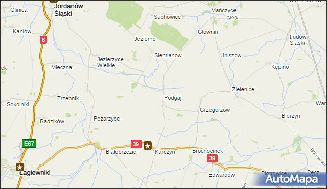 mapa Podgaj gmina Kondratowice, Podgaj gmina Kondratowice na mapie Targeo