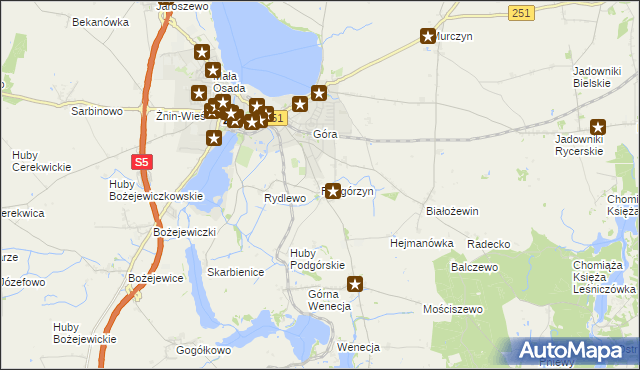 mapa Podgórzyn gmina Żnin, Podgórzyn gmina Żnin na mapie Targeo