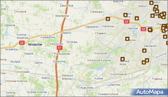 mapa Podkończyce, Podkończyce na mapie Targeo