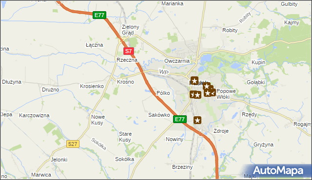 mapa Pólko gmina Pasłęk, Pólko gmina Pasłęk na mapie Targeo