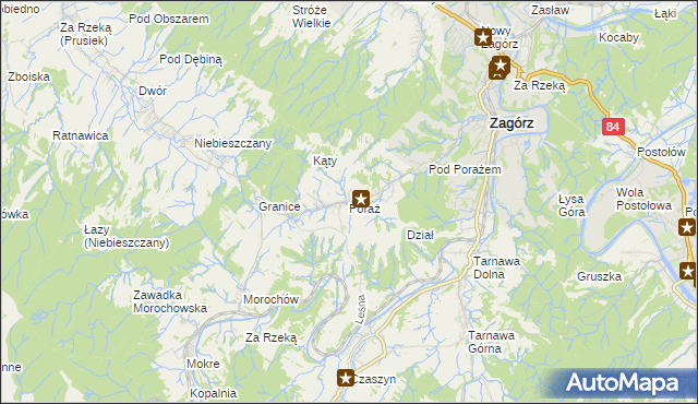 mapa Poraż, Poraż na mapie Targeo